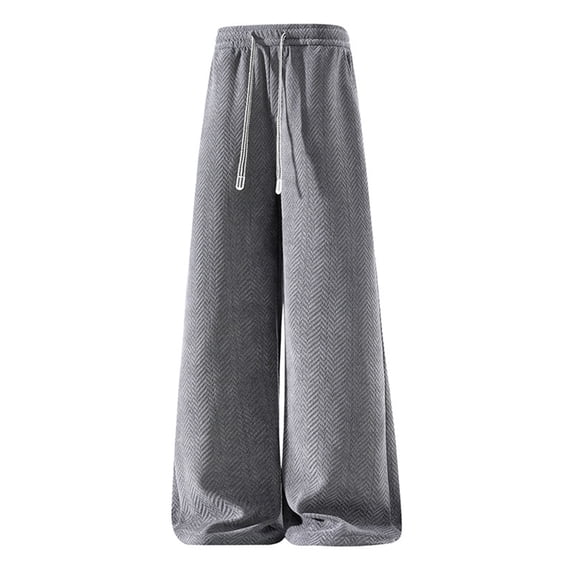 WIZUTIZ Men's Lounge Pants Wide Leg Drawstring Elastic Waist Loose Casual Trousers Lightweight Travel Pants with Pockets