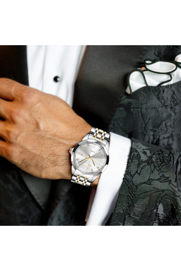 Men’s Luminous Stainless Steel Watch Waterproof Quartz Wristwatch With Glow In Dark Hands Modern Analog Dial Daily Water Resistant Business Casual Dress Timepiece Gift