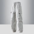 thumbnail image 1 of WIZUTIZ Men's Nylon Cargo Jogger Pants with Zipper Large Pocket Solid Color Elastic Drawstring Waist Outdoor Trousers, 1 of 6