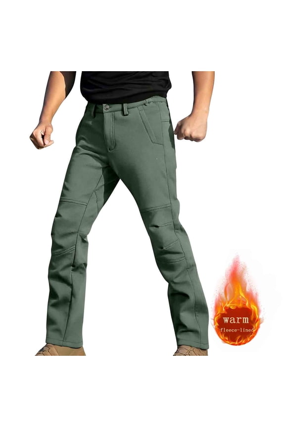 Men's Pants Waterproof Softshell Ripstop Plus Size Trousers Winter Windproof Fleece Work Outdoor Slacks