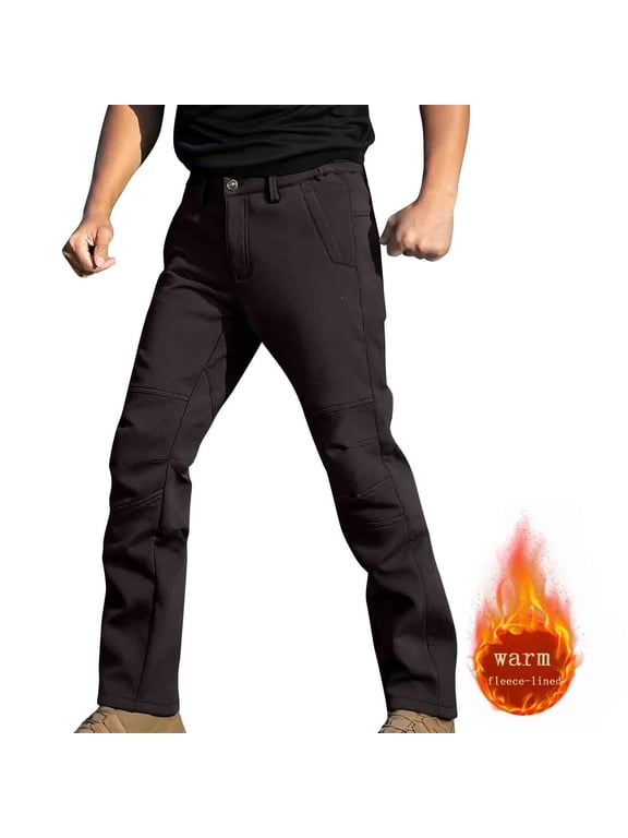 Men's Pants Waterproof Softshell Ripstop Plus Size Trousers Winter Windproof Fleece Work Outdoor Slacks
