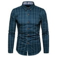 thumbnail image 1 of WIZUTIZ Men's Plaid Shirt Big & Tall Oversized Fit Long Sleeve Turndown Collar Cotton Button Down Casual Shirt, 1 of 3
