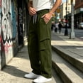 thumbnail image 1 of WIZUTIZ Men's Pleated Wide Leg Pants Elastic Drawstring Waist Relaxed Fit Solid Color Casual Track Trousers, 1 of 9