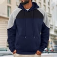thumbnail image 1 of WIZUTIZ Men's Pullover Hoodie Color Block Fleece Kangaroo Pocket Relaxed Fit Oversized Streetwear Hooded Sweatshirt for Men Fall Winter Casual Athletic Wear Warm Top, 1 of 8