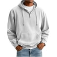 thumbnail image 1 of WIZUTIZ Men's Quarter Zip Hoodie Solid Color Pullover Sweatshirt for Men Casual Wear Athletic Hooded Sweatshirt with Kangaroo Pocket for Cozy Fall Winter Streetwear Tops, 1 of 6
