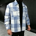 thumbnail image 1 of WIZUTIZ Men's Shacket Thick Long Sleeve Lapel Plaid Wool Blend Loose Casual Shirt Jacket with Pockets for Fall Winter Daily Outdoor Wear Mens Fashion, 1 of 6