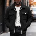thumbnail image 1 of WIZUTIZ Men's Sherpa Lined Trucker Jacket Stand Collar Full Zip Fall Winter Warm Fuzzy Outerwear Coat, 1 of 9