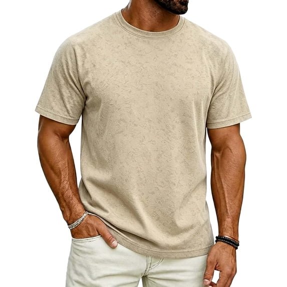 WIZUTIZ Men's Short Sleeve T-Shirt Solid Color Crew Neck Quick-Dry Sports Top Cotton Blend Breathable Lightweight for Running Gym Daily Casual Wear Mens Fashion