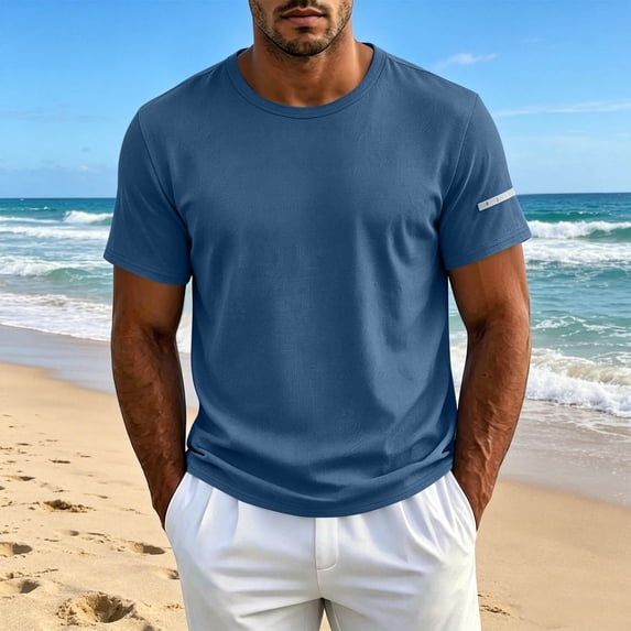 WIZUTIZ Men's Short Sleeve T-Shirt Summer Lightweight Breathable Quick-Dry Crew Neck Loose Outdoor Sports Top Reflective Detail for Running Hiking Daily Wear Mens Fashion