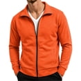thumbnail image 1 of WIZUTIZ Men's Solid Color Zip Up Hoodless Sweatshirt Jacket Long Sleeve Warm Pocket Outerwear For Winter Daily, 1 of 6