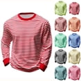 thumbnail image 1 of WIZUTIZ Men's Striped T Shirts Raglan Long Sleeve Crew Neck Tee Casual Basic Blouse Spring Fall Basic Tees Big Tall Tops, 1 of 5