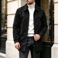thumbnail image 1 of WIZUTIZ Men's Suede Mid Length Trench Coat Full Zip Stand Collar Jacket with Pockets Fall Winter Fashion Outerwear, 1 of 8