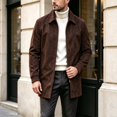 thumbnail image 1 of WIZUTIZ Men's Suede Mid Length Trench Coat Full Zip Stand Collar Jacket with Pockets Fall Winter Fashion Outerwear, 1 of 8