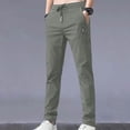 thumbnail image 1 of WIZUTIZ Men’s Summer Pants Drawstring Elastic Waist Straight Leg Casual Trousers with Pockets Solid Classic Lightweight Long Pants, 1 of 3