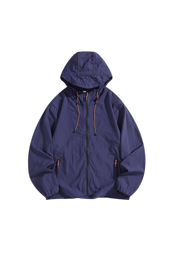 Men's Sun Protection Jacket UPF 50+ Hooded Summer Lightweight Breathable Quick Dry Outdoor Fishing Coat with Pockets
