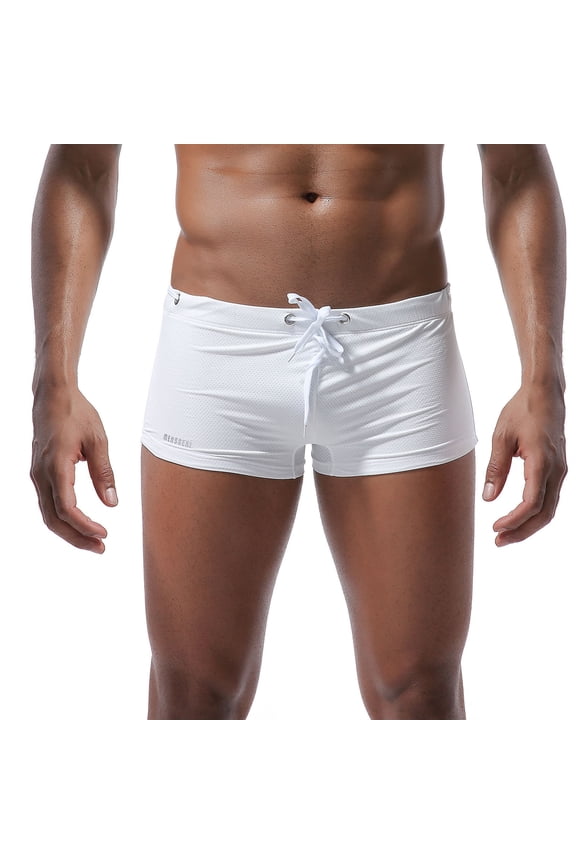 Men's Swim Trunk Swimwear Quick Dry Bathing Suit Board Short Sexy Boxer Brief with Drawstring
