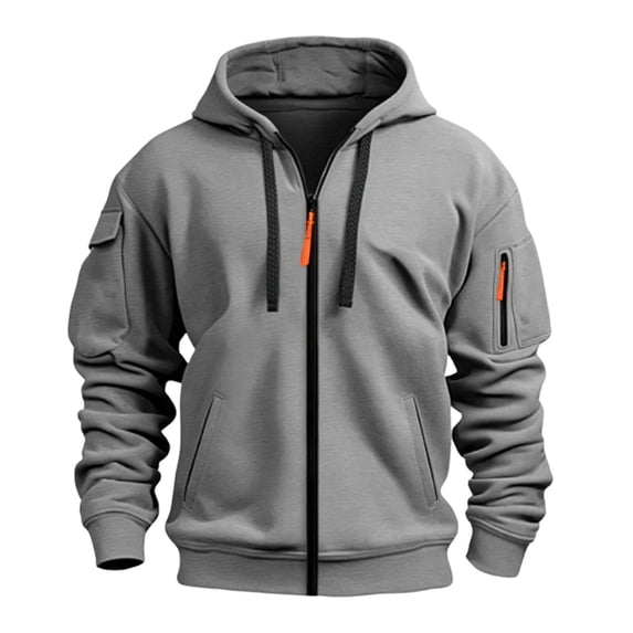 WIZUTIZ Men's Tactical Work Hoodie Polyester Blend Multi Pocket Utility Long Sleeve Sweatshirt Outdoor Casual Fall Winter Jacket Coat Top