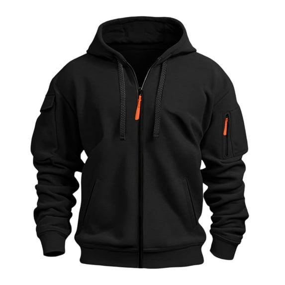 WIZUTIZ Men's Tactical Work Hoodie Polyester Blend Multi Pocket Utility Long Sleeve Sweatshirt Outdoor Casual Fall Winter Jacket Coat Top