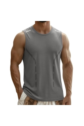 Men's Tank Top Solid Color Round Neck Sleeveless Wide Shoulder Quick Dry Breathable Lightweight Summer Gym Fitness Base Layer Training Vest