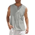 thumbnail image 1 of WIZUTIZ Men's Tank Tops Cotton Linen Shirts Casual Sleeveless Shirt Lace Up Beach Hippie Tank Top, S-5XL, 1 of 4