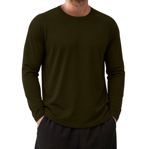 WIZUTIZ Men's Thermal Long Sleeve Shirt Soft Brushed Fabric Casual Pullover Top For Cold Weather Layering