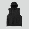 thumbnail image 1 of WIZUTIZ Men's Utility Hooded Vest Solid Color Chest Pocket Drawstring Hood Sleeveless Quick Dry Breathable Lightweight Relaxed Fit Summer Casual Top Active Sleeveless Vest, 1 of 5