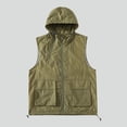 thumbnail image 1 of WIZUTIZ Men's Utility Hooded Vest Solid Color Chest Pocket Drawstring Hood Sleeveless Quick Dry Breathable Lightweight Relaxed Fit Summer Casual Top Active Sleeveless Vest, 1 of 5