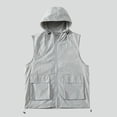 thumbnail image 1 of WIZUTIZ Men's Utility Hooded Vest Solid Color Chest Pocket Drawstring Hood Sleeveless Quick Dry Breathable Lightweight Relaxed Fit Summer Casual Top Active Sleeveless Vest, 1 of 5