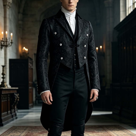 WIZUTIZ Men's Victorian Tailcoat Suit Jacket Single Breasted Performance Costume Blazer for Stage Party Show Events