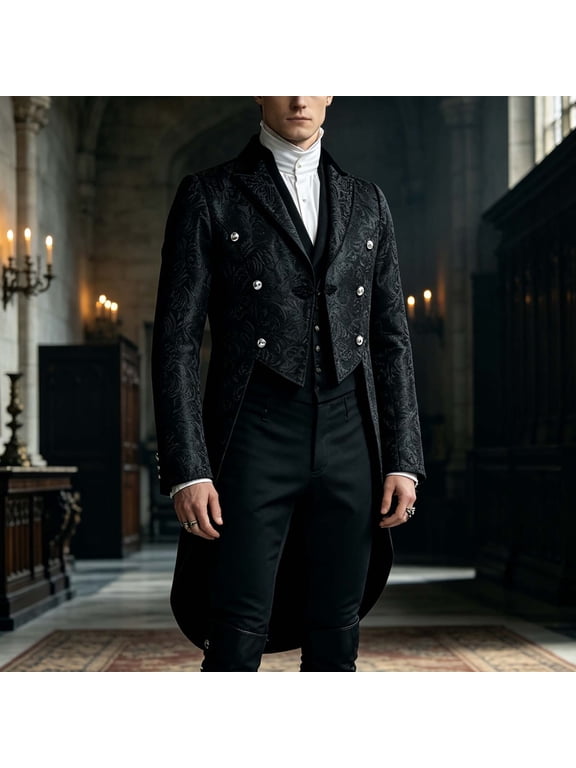 Men's Victorian Tailcoat Suit Jacket Single Breasted Performance Costume Blazer for Stage Party Show Events