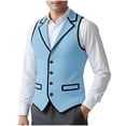 thumbnail image 1 of WIZUTIZ Men's Vintage Corduroy Suit Vest Casual V-Neck Dress Waistcoat Silm Fit Textured Faux Fake Suit Vest with Pockets, 1 of 5