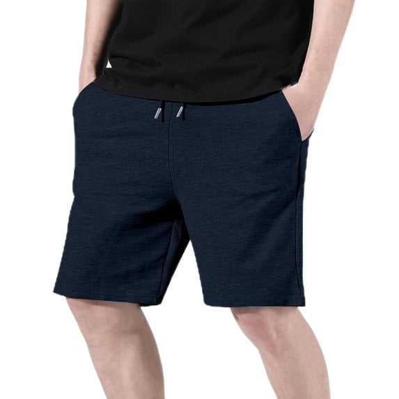 WIZUTIZ Men's Vintage Knit Cotton Shorts Drawstring Elastic Waist Knee Length Summer Casual Sports Home Breathable Soft Comfy Shorts