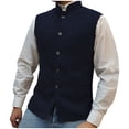 thumbnail image 1 of WIZUTIZ Men's Waistcoat Solid Color Stand Collar Single Breasted Multi-Pocket Breathable Lightweight Slim Fit Casual Business Vest, 1 of 3
