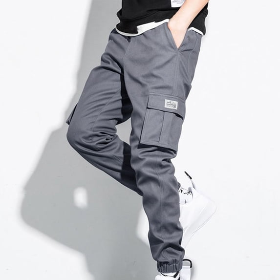 WIZUTIZ Men's Washed Cargo Pants Multi-Pocket Straight Leg Loose Fit Breathable Cotton Blend Outdoor Casual Work Trousers