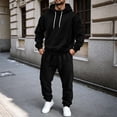 thumbnail image 1 of WIZUTIZ Men's Winter Set Solid Color Hooded Sweatshirt Long Sleeve Zippered Pocket Top Elastic Waist Cuffed Sweatpants Two-Piece Outfit Polyester for Outdoor Sports Daily Casual Mens Fashion, 1 of 8