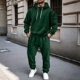 thumbnail image 1 of WIZUTIZ Men's Winter Set Solid Color Hooded Sweatshirt Long Sleeve Zippered Pocket Top Elastic Waist Cuffed Sweatpants Two-Piece Outfit Polyester for Outdoor Sports Daily Casual Mens Fashion, 1 of 3