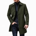 thumbnail image 1 of WIZUTIZ Men's Wool Blend Button Up Overcoat Lapel Collar Fall Winter Warm Mid Length Long Coat, 1 of 6