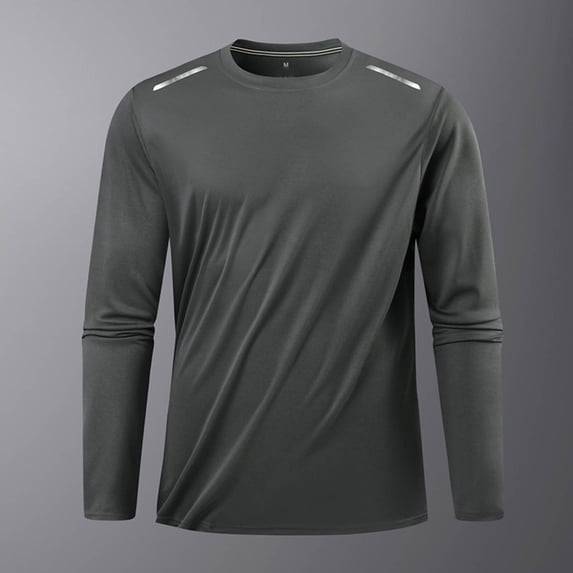 WIZUTIZ Mens Althletic Shirts Long Sleeve Crew Neck Stretch Slim Fit Breathable Shirts Base Layer Running Workout Active Tops