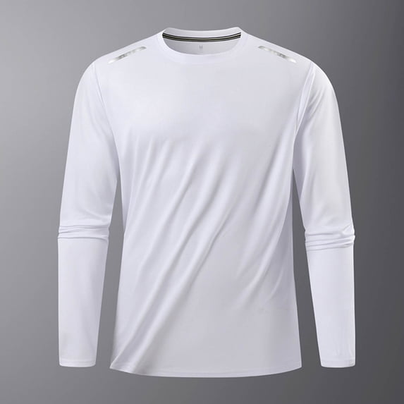 WIZUTIZ Mens Althletic Shirts Long Sleeve Crew Neck Stretch Slim Fit Breathable Shirts Base Layer Running Workout Active Tops