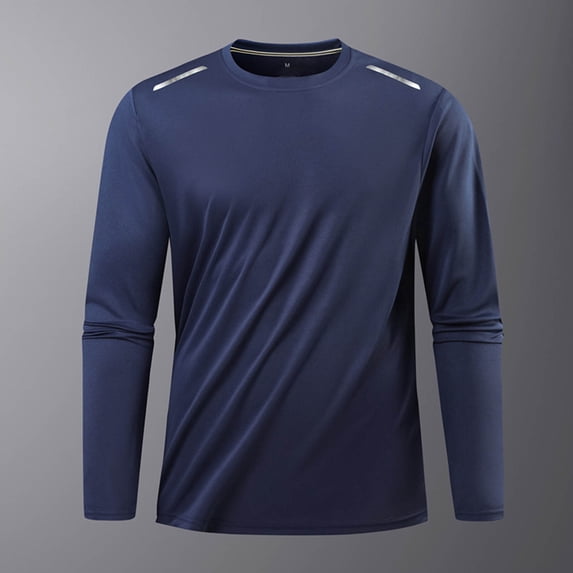 WIZUTIZ Mens Althletic Shirts Long Sleeve Crew Neck Stretch Slim Fit Breathable Shirts Base Layer Running Workout Active Tops