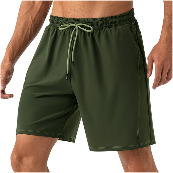WIZUTIZ Mens Athletic Shorts, Men's Casual Solid Color Casual Drawstring Pockets Elastic Sports Shorts Tax Free Weekend