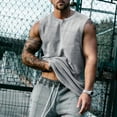 thumbnail image 1 of WIZUTIZ Mens Button Henley Shirt Muscle Tank Tops Sleeveless Henley Shirts Muscle Fit V Neck Button Down Tank Top for Men, 1 of 3