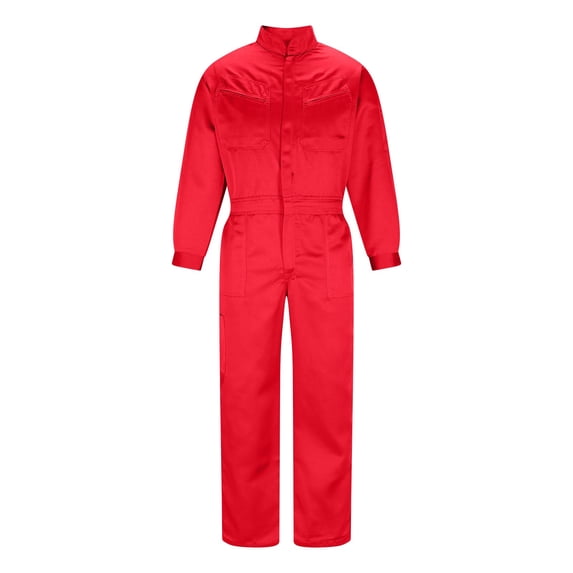 WIZUTIZ Mens Cargo Jumpsuit Worker Fashion Solid Zipper Stand Collar Long Sleeves Loose Comfy Workwear Romper Playsuit