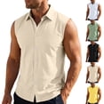 thumbnail image 1 of WIZUTIZ Mens Casual Linen Tank Tops for Summer Cooling Beach Shirts Fitted Sleeveless T-Shirt Button Down Shirt Workout Tees, 1 of 5