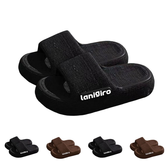 WIZUTIZ Mens Casual Thick Sole Slippers Side Letter Design Indoor Outdoor Home Bathroom Comfortable Eva