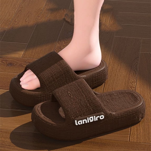 WIZUTIZ Mens Casual Thick Sole Slippers Side Letter Design Indoor Outdoor Home Bathroom Comfortable Eva