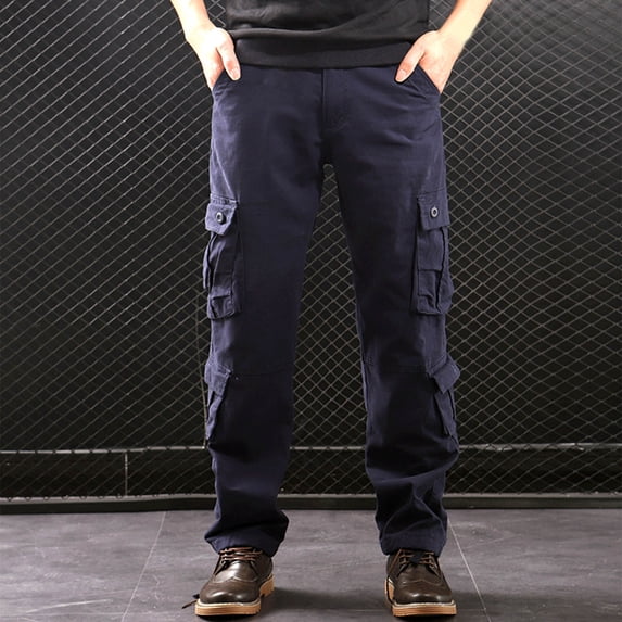 WIZUTIZ Mens Casual Work Outdoor Trousers Lightweight Hiking Pants with Multi Pockets Plus Flex Ripstop Pants