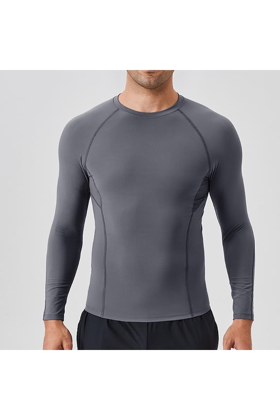 Mens Compression Long-Sleeve Shirts Athletic Base Layer Cool Dry Workout Shirts Sports Running Tops