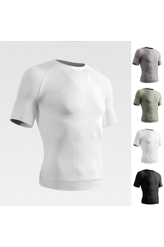 Mens Compression Shirts Short Sleeve Athletic Workout T-Shirt Cool Dry Sports Baselayer Running Undershirts Tops