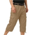 thumbnail image 1 of WIZUTIZ Mens Cotton Cargo Capri Shorts, Button-Zipper Closure, Casual Straight Fit Work Hiking Trousers with Multi-Pockets, 1 of 5